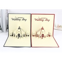 Handmade 3d Pop Up Card Big Day Church Wedding Red Blue Ceremony Birthday Marriage Proposal Valentines Engagement Party Invitation Gift Her
